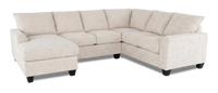 Made in Canada Customizable Sofa Lab Arc 3 Piece Left-Facing Fabric Sectional with Chaise - Chenille White 