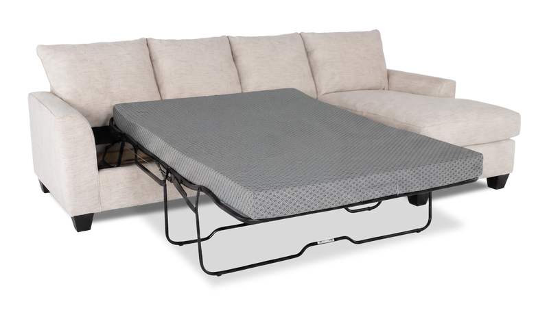 Made in Canada Customizable Sofa Lab Arc Fabric Right-Facing Sofabed Sectional - Chenille White