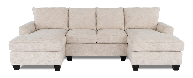 Made in Canada Customizable Sofa Lab Arc Fabric Double Chaise Sectional - Chenille White 