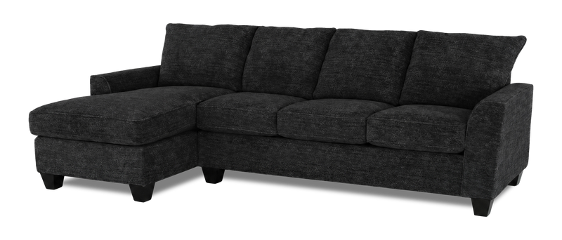 Made in Canada Customizable Sofa Lab Arc Left-Facing Fabric Sofa Chaise - Plush Charcoal 