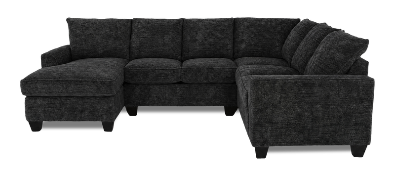 Made in Canada Customizable Sofa Lab Arc 3 Piece Left-Facing Fabric Sectional with Chaise - Plush Charcoal 