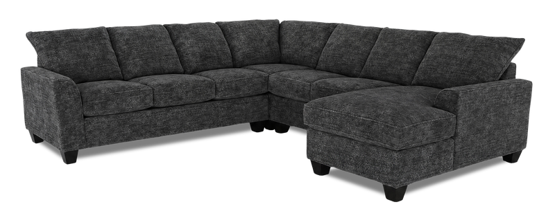 Made in Canada Customizable Sofa Lab Arc 4-Piece Right-Facing Sectional with Chaise - Plush Charcoal 