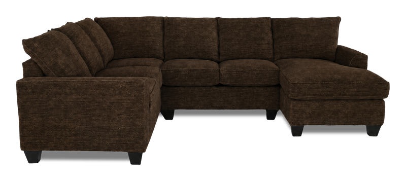 Made in Canada Customizable Sofa Lab Arc 3 Piece Right-Facing Fabric Sectional with Chaise – Plush Chocolate