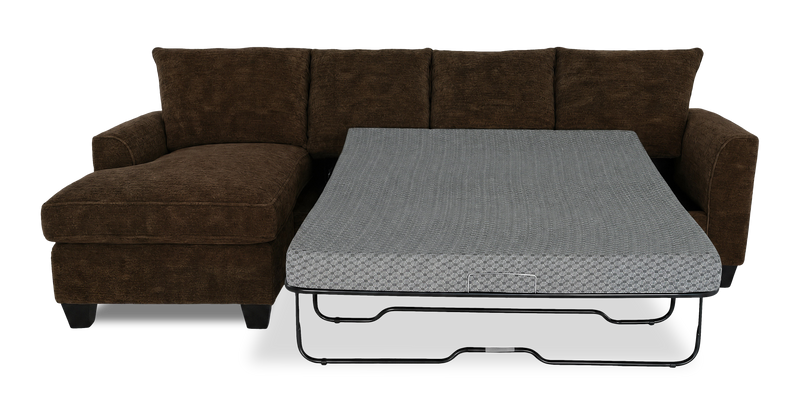 Made in Canada Customizable Sofa Lab Arc Fabric Left-Facing Sofabed Sectional - Plush Chocolate