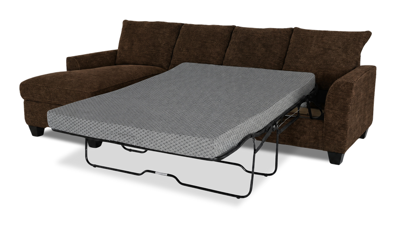 Made in Canada Customizable Sofa Lab Arc Fabric Left-Facing Sofabed Sectional - Plush Chocolate