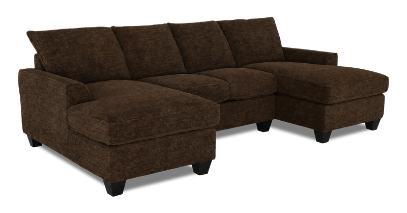 Made in Canada Customizable Sofa Lab Arc Fabric Double Chaise Sectional - Plush Chocolate