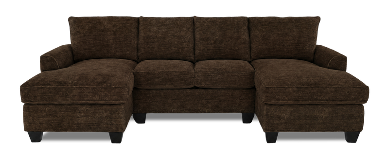 Made in Canada Customizable Sofa Lab Arc Fabric Double Chaise Sectional - Plush Chocolate