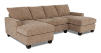 Made in Canada Customizable Sofa Lab Arc Fabric Double Chaise Sectional - Chenille Praline 