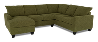 Made in Canada Customizable Sofa Lab Arc 3 Piece Left-Facing Fabric Sectional with Chaise - Chenille Moss 