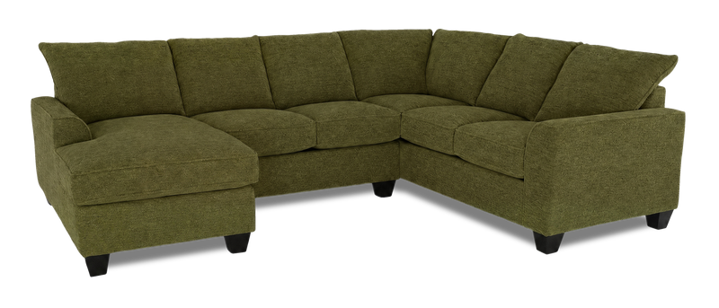 Made in Canada Customizable Sofa Lab Arc 3 Piece Left-Facing Fabric Sectional with Chaise - Chenille Moss