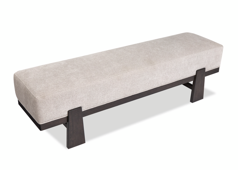 Arden Dining Bench with Cushion Fabric Seat, Wood, 47.24\"W - Espresso Brown/Beige