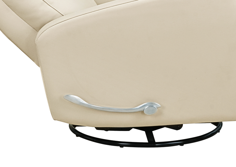 Asher 31.5\" Genuine Leather Swivel Glider Reclining Chair – Beige