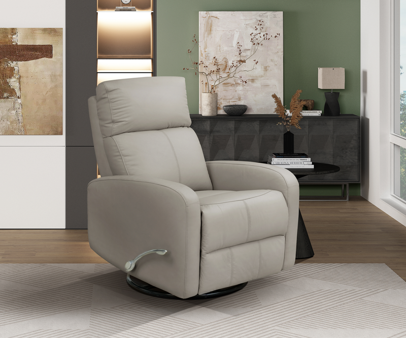 Asher 31.5\" Genuine Leather Power Reclining Chair – Light Grey
