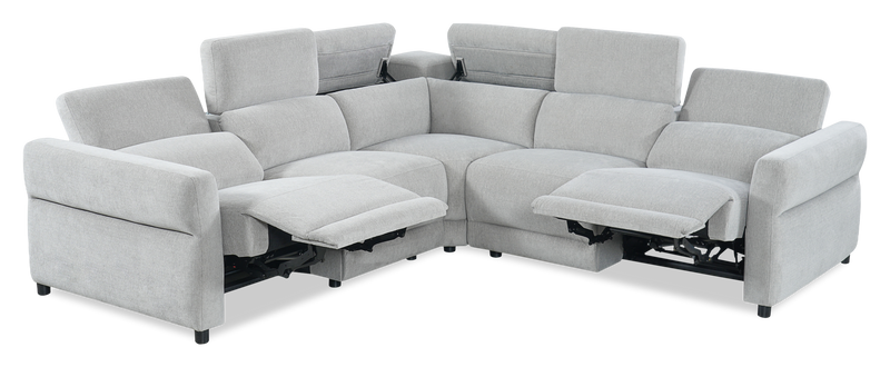 Cindy Crawford Home Aspen 3-Piece Power Reclining Sectional with Adjustable Headrests and USB Port - Silver