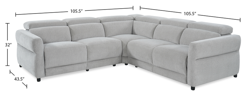 Cindy Crawford Home Aspen 3-Piece Power Reclining Sectional with Adjustable Headrests and USB Port - Silver