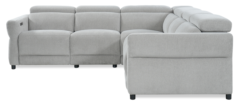 Cindy Crawford Home Aspen 3-Piece Power Reclining Sectional with Adjustable Headrests and USB Port - Silver