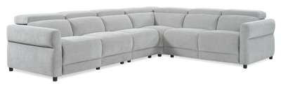 Cindy Crawford Home Aspen 4-Piece Power Reclining Sectional with Armless Chair - Silver | Sofa sectionnel à inclinaison électrique Aspen de Cindy Crawford Home 4 pièces avec fauteuil sans inclinable - argenté