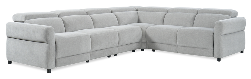 Cindy Crawford Home Aspen 4-Piece Power Reclining Sectional with Armless Chair and USB Port - Silver