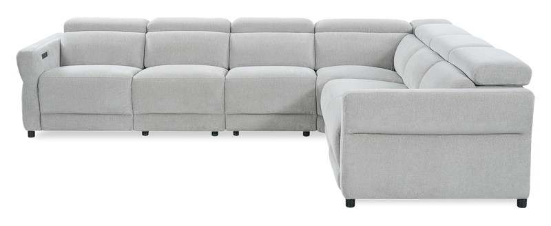 Cindy Crawford Home Aspen 4-Piece Power Reclining Sectional with Armless Chair and USB Port - Silver