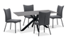 Atlas 5pc Dining Set with Table & 4 Chairs, Sintered Stone & Metal, 71\"W - Grey/Black