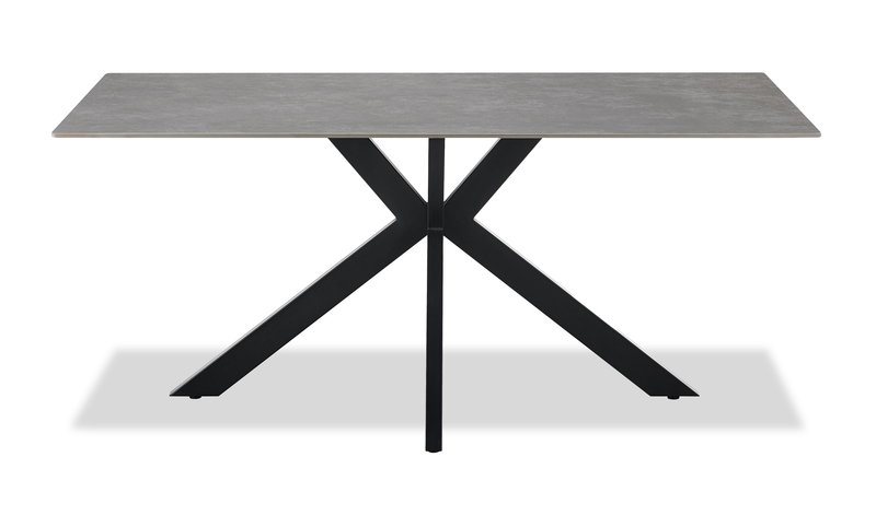 Atlas 5pc Dining Set with Table & 4 Chairs, Sintered Stone & Metal, 71\"W - Grey/Black