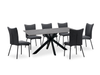 Atlas 7pc Dining Set with Table & 6 Chairs, Sintered Stone & Metal, 71\"W - Grey/Black