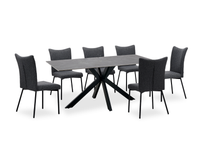 Atlas 7pc Dining Set with Table & 6 Chairs, Sintered Stone & Metal, 71