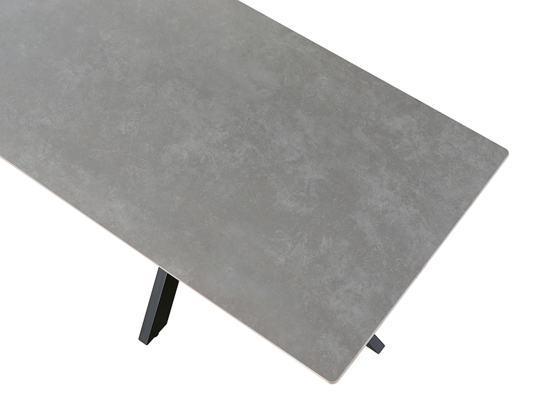 Atlas Dining Table with Sintered Stone Top, 71\"W, Metal - Grey/Black