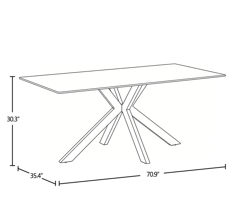 Atlas Dining Table with Sintered Stone Top, 71\"W, Metal - Grey/Black