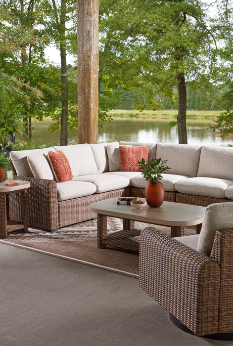 Banff 4-Piece Outdoor Patio Set with 2 Loveseats, Corner Chair & Armless Chair - Brown/Beige