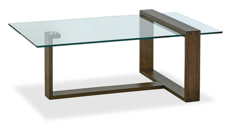 Bartley 48” Rectangular Coffee Table with Glass Top - Acorn