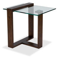 Bartley 40” Rectangular End Table with Glass Top – Acorn