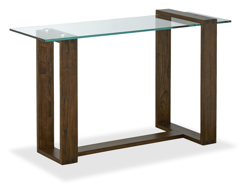 Bartley 40” Rectangular Sofa Table with Glass Top – Acorn