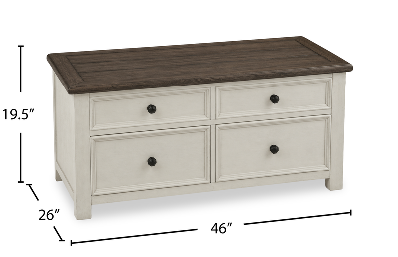 Baxter 46” Country-Style Lift-Top Coffee Table – Mocha