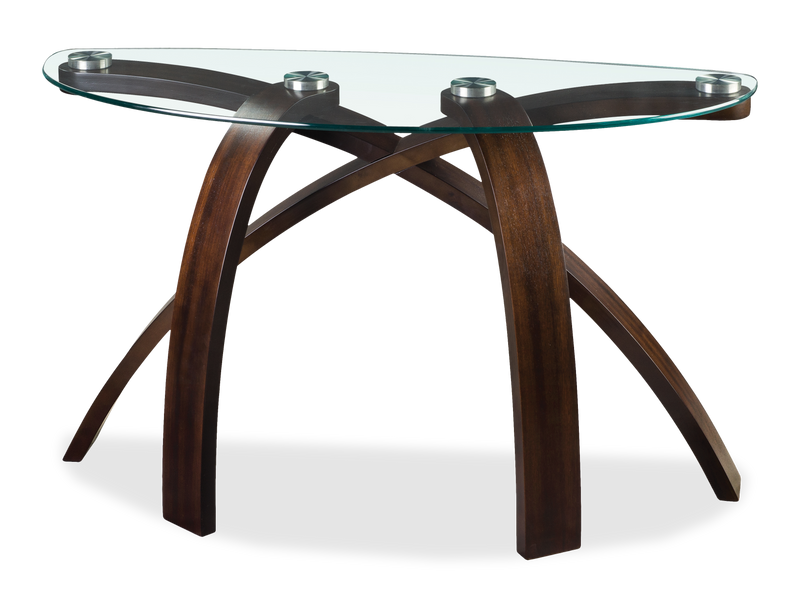Baynes 46\" Contemporary Sofa Table with Glass Top and Wood Legs - Hazelnut