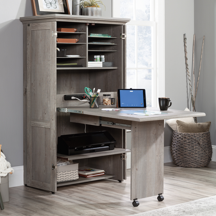 Boon 35.12\" Storage Accent Cabinet with Fold Out Work Surface – Mystic Oak