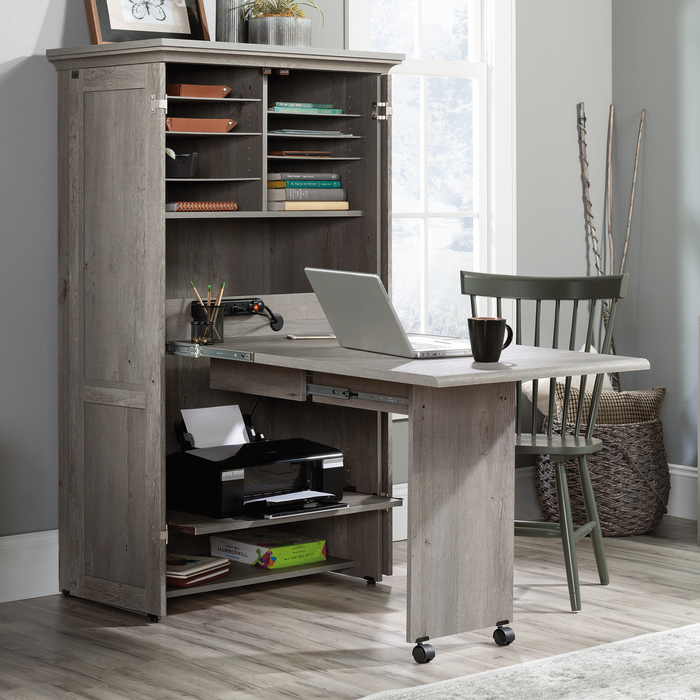 Boon 35.12\" Storage Accent Cabinet with Fold Out Work Surface – Mystic Oak