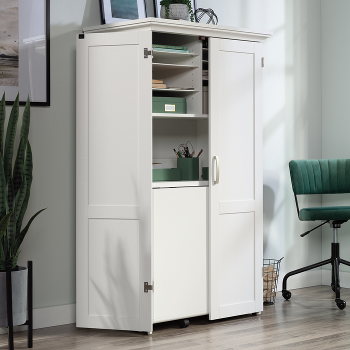 Boon 35.12\" Storage Accent Cabinet with Fold Out Work Surface – Glacier White
