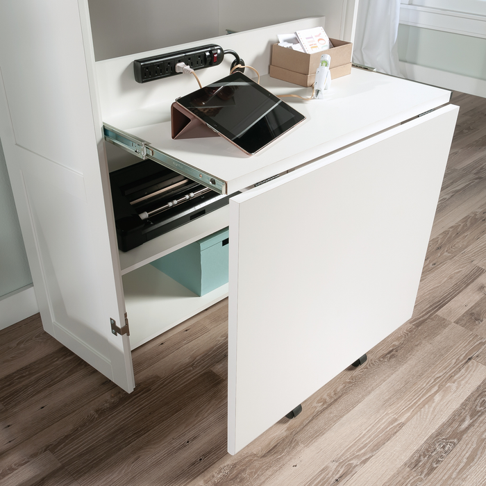 Boon 35.12\" Storage Accent Cabinet with Fold Out Work Surface – Glacier White