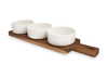 S&CO 4-Piece Bowl and Plank Serving Set – Porcelain and Wood | Ensemble de service S&CO 4 pièces avec bols et planche - porcelaine et bois