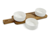 S&CO 4-Piece Bowl and Plank Serving Set – Porcelain and Wood | Ensemble de service S&CO 4 pièces avec bols et planche - porcelaine et bois