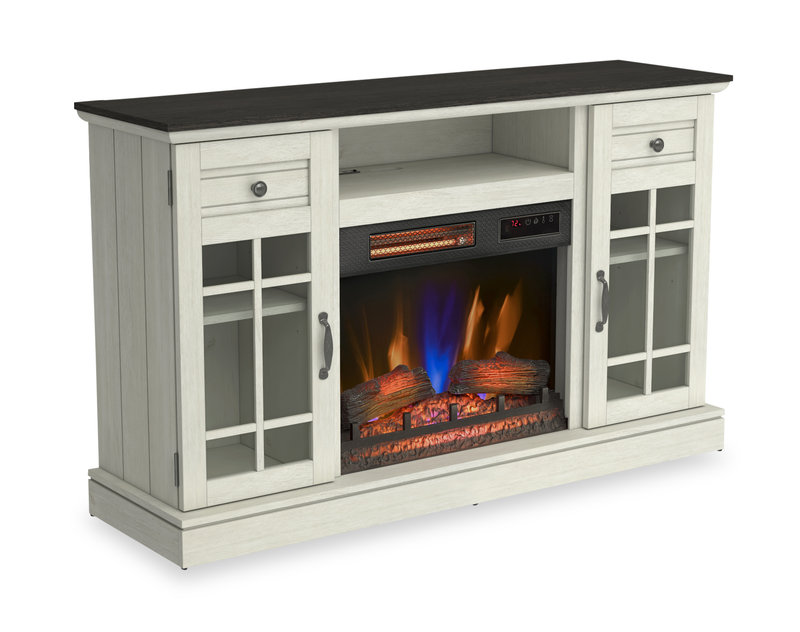 Brighton 54” Contemporary Electric Fireplace TV Stand for TVs up to 58” – Fairfax Oak