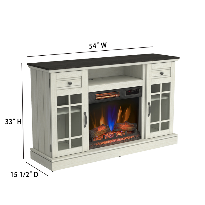Brighton 54” Contemporary Electric Fireplace TV Stand for TVs up to 58” – Fairfax Oak
