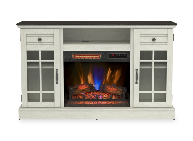 Brighton 54” Contemporary Electric Fireplace TV Stand for TVs up to 58” – Fairfax Oak
