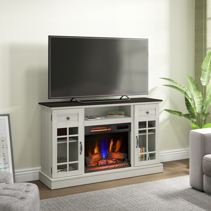 Brighton 54” Contemporary Electric Fireplace TV Stand for TVs up to 58” – Fairfax Oak
