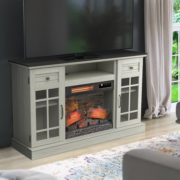 Brighton 54” Contemporary Electric Fireplace TV Stand for TVs up to 58” – Fairfax Oak