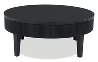 Calum 42.13” Contemporary Round Coffee Table with Storage – Black