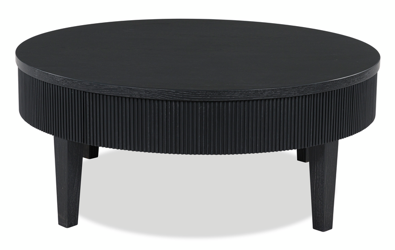 Calum 42.13” Contemporary Round Coffee Table with Storage – Black