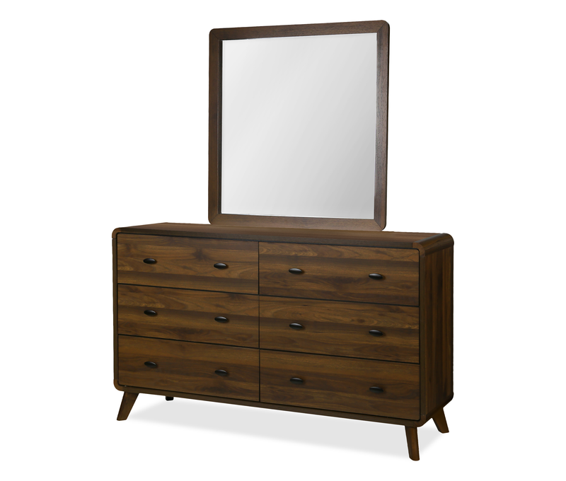 Cami Bedroom 6-Drawer Dresser, Mid-Century Modern, 58.5\"W x 17.5\"H – Brown