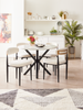 Kort & Co. Capri Dining Chair with Boucle Fabric & Gold Accent, Metal - White | Chaise de salle à manger Capri de Kort & Co. en métal avec tissu bouclé et touches dorées - blanche